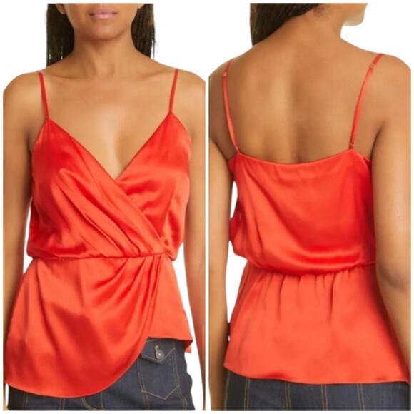 Cinq à Sept NWT Mirin Silk Top Chili Pepper Red Tank Blouse V-Neck Size XS - Picture 2 of 13